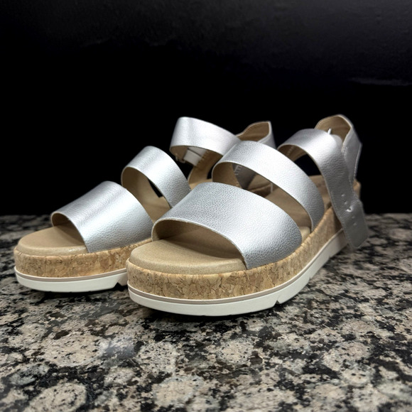 Dr. Scholl's Women's Once Twice Espadrille Platform Wedge Sandal 8M silver - Picture 5 of 11